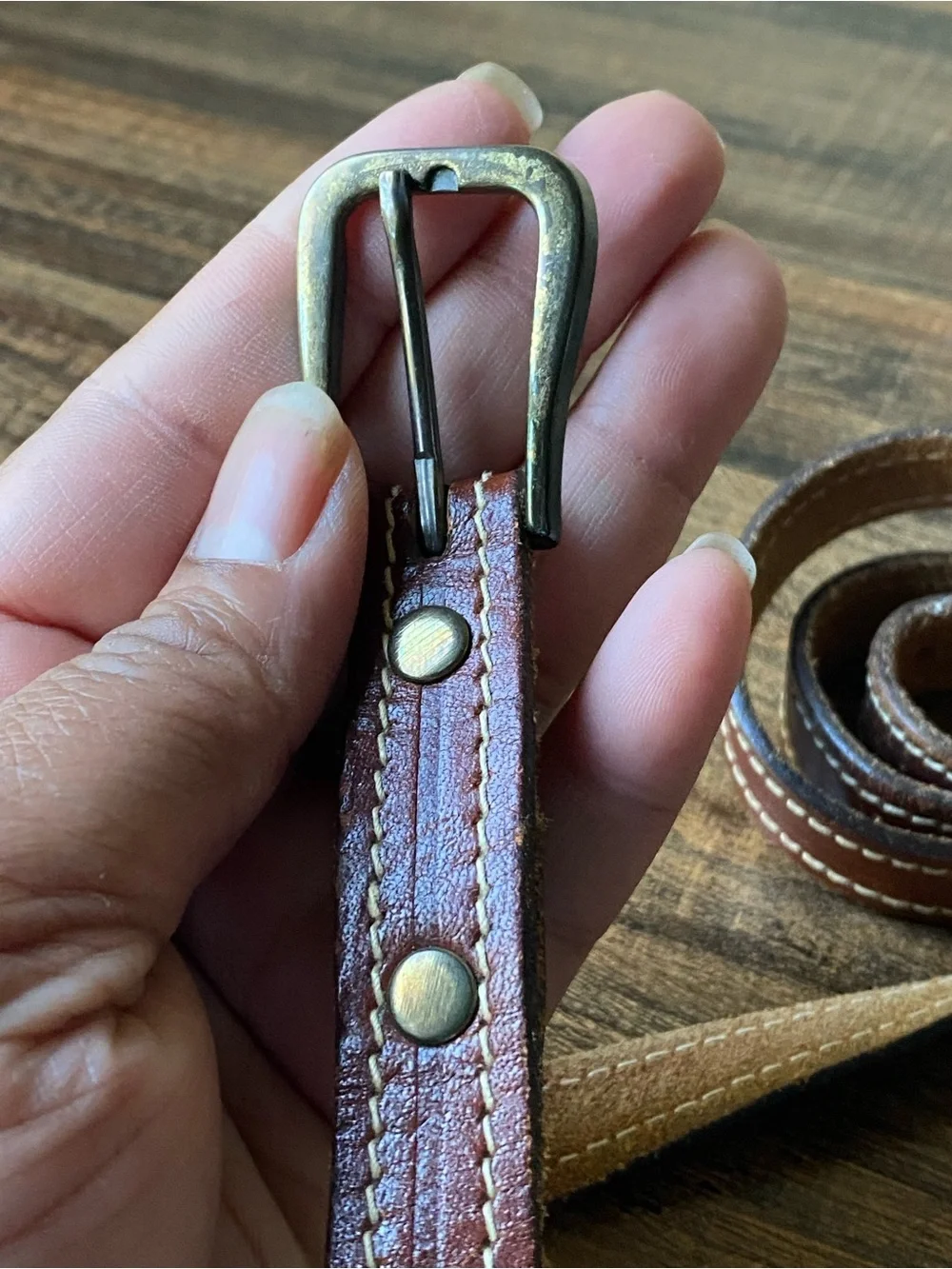 Vintage Levi Strauss & Co Leather Skinny Belt, 28”